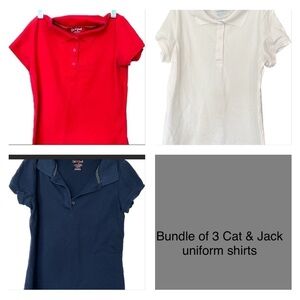 Cat & Jack Girls' Short Sleeve Uniform Polo Shirts size 10/12. Red. White. Blue.